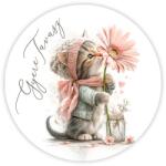  Nyomtatott fa tábla koszorú közép - Gyere tavasz cicás 11, 8cm