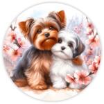  Nyomtatott fa tábla koszorú közép -Yorki kutyusok 11, 8cm - kosarbolt