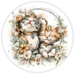  Nyomtatott fa tábla koszorú közép - 2 cicás 14, 8cm