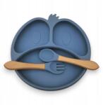  Szilikon tányér gyerekeknek tapadókorongos tányér kanál villa szett Blw (M_107)