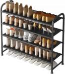 BOTC Cipősszekrény 16+ pár számára Botc Fekete fém könyvespolc 4 szintes (Shoe Cabinets)