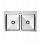 Melanstar Konyhai mosogató 78x48 cm Inox kétrekeszes szifon prémium adagoló (LEX7848)