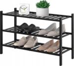 BOTC Polcos szekrény állvány bambusz cipőtartó polc bambusz 3 vízszintes fekete (8721049718610BOTC)