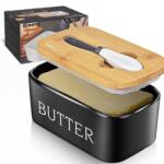 BOTC Vajtartó Botc vajvágóval Üveg, 600 ml, fekete, fedéllel (Maselniczka)