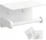 BOTC Wc-papír Tartó Polccal Fúrás Nélkül Fehér Rozsdamentes Acél (Uchwyt na Papier B02)