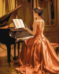 Ideyka Set pictura pe numere, cu sasiu, Pianista eleganta, 40x50 cm (KHO8325)