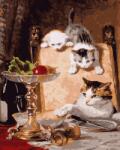 Ideyka Set pictura pe numere, cu sasiu, Pisici aristocrate - Henriette Ronner-Knip , 40x50 cm (KHO4329)