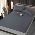 Jojo Home Husa de pat cu elastic damasc satinat, gri inchis, 180x200cm-D110 (D110)