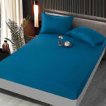 Jojo Home Husa de pat cu elastic damasc satinat, albastra, 160x200cm-D116 (D116)