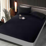 Jojo Home Husa de pat cu elastic damasc satinat, neagra, 160x200cm-D112 (D112)