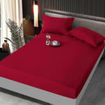 Jojo Home Husa de pat cu elastic damasc satinat, rosie, 160x200cm-D111 (D111)