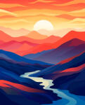 Alkotásutca Minimalista tájkép - Számfestő készlet kereten 40x50