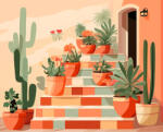Alkotásutca Kaktusz terasz - Számfestő készlet kereten 40x50