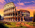 Alkotásutca Kolosszeum a naplementében - Számfestő készlet kereten 40x50
