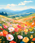 Alkotásutca Színes virágmező - Számfestő készlet kereten 40x50