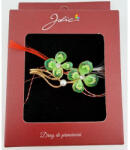 Flippy Brosa Vintage, Jolie, Material Metal, Ambalaj Carton, Dimensiune Brosa Aproximativ 4-6 cm, Model Trifoi cu Patru Foi, Verde (teo-165153)
