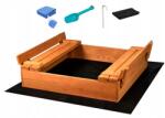 Baby Mix P sandbox din lemn pentru copii cu capac și băncuțe Baby Mix 100x100 cm