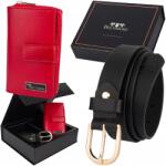 Beltimore Női bőr ajándékszett: öv, pénztárca, prémium díszdoboz Beltimore (Z16red)