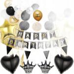  Szülinapi Dekoráció Szett Fekete-Arany Party Szett