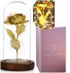  Gyönyörű Arany Mesterséges Örök Rózsa Üvegben Gyönyörű Ajándék Nagymama Napjára (ZŁOTA SZTUCZNA WIECZNA RÓŻA W SZKLE LED D)