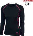 DURAS ROMANA / Női 100% merinógyapjúból készült hosszú ujjú póló - fekete/rózsaszín varrás M (170362)