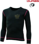 DURAS NIKOL / Lányka meleg téli póló 100% merinógyapjúból, hosszú ujjú - fekete/rózsaszín varrás 120 (170311)