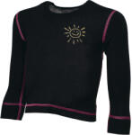 DURAS NATÁLKA / Lányka meleg téli póló 100% merinógyapjúból - fekete/rózsaszín varrás 100 (170312)