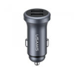 USAMS CC320 2xUSB-A autós töltő 2.4A szürke (CC320) (CC320)
