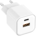 Setty fali töltő USB-A + USB-C 20W LSGaN-AC-200 fehér