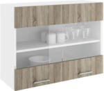 haaus Corp superior bucătărie cu ușă de sticlă 80 cm, 2 uși, alb/stejar Sonoma (917463)