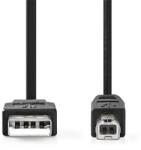 Nedis USB2.0 USB-A dugó - USB-B dugó kábel, 480Mbs, 10W, hossz 5m, CCGL60100BK50