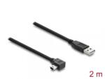 Delock Cablu USB-A 2.0 la mini USB drept/unghi 90 grade T-T 2m Negru, Delock 81652 (81652)