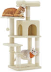 FEANDREA 112 cm magas többszintes macskabútor kaparóoszlopokkal, pihenőhelyekkel, függőággyal és barlanggal, bézs (EUZ-PCT261M01V1)