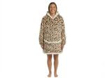  Patura cu maneci si gluga, imitatie de miel LEOPARD, crem Patura