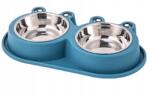  Rozsdamentes acél dupla kutyatál, kivehető, kék, csúszásmentes, 400 ml (Yiwu Dylan)