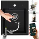 SINK Quality Mosogató Egymedencés Gránit Fekete Szifon Klikk Csaptelep Impregnáló (VEL.C.1KBO)