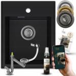 SINK Quality Mosogató Egymedencés Gránit Fekete Kézi Szifon Impregnálószer (VEL.C.1KBO)