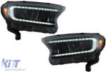 KITT Első lámpa LED fénysor Ford Ranger (2015-2020) balkormányos modellekhez, Teljes Fekete, dinamikus irányjelző (HLFRNGT6)