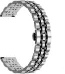  Bratara argintie cu negru 7 rânduri cu deployant 20mm - 57142
