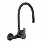 INVENA Fali Csaptelep Flexibilis Kifolyócsővel, Fekete (BC-82-E44-L)