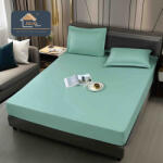 Jojo Home Husa de Pat Impermeabila cu Elastic si 2 Fete de Perna 50x70cm, 160 180x200cm, Verde Deschis-D127 (D127.1)