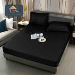 Jojo Home Husa de Pat Impermeabila cu Elastic si 2 Fete de Perna 50x70cm, 160 180x200cm, Neagra-D125 (D125)
