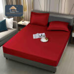 Jojo Home Husa de Pat Impermeabila cu Elastic si 2 Fete de Perna 50x70cm, 160 180x200cm, Rosie-D122 (D122.1)