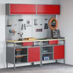 vidaXL Комплект работна маса 8 бр. Червен и сив (3321499)