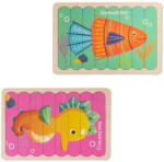 DEPOZIT LICHIDARE STOC Puzzle educativ din lemn cu 2 fete, Pesti, 22 x 14 cm, 8 piese, denumire lb. engleza (PIT801348-2026)