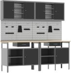 vidaXL Комплект работна маса 8 бр. Червен и сив (3321496)