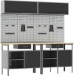 vidaXL Комплект работна маса 8 бр. Черен и Сив (3321498)