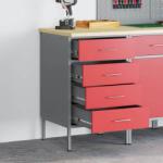 vidaXL Munkapad Piros és Szürke 50 x 55 x 85 cm Műszaki fa és acél (4103461)