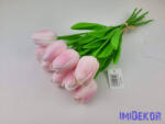  Tulipán gumi 9 szálas kötegelt csokor 32 cm - Halvány Rózsaszínes