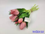  Élethű gumi tulipán 7 szálas mix köteg 29 cm - Világos Mályvás